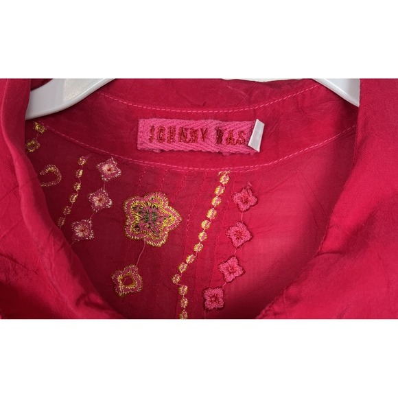 Johnny Was Hot Pink Floral Embroidered Button Up Blouse‎ Women's Size M - Picture 2 of 12